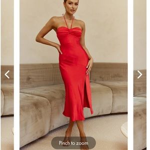 Red halter or strapless selfie Leslie silk gown